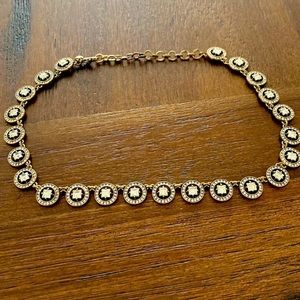 Gold and crystal disc statement necklace